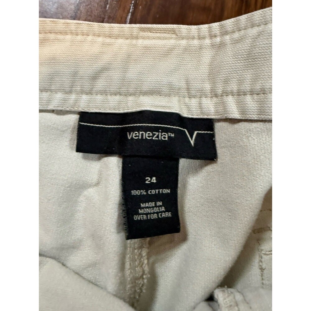 Venezia Women’s Capri Pants Size 24 Khaki Cargo Plus Size Pockets - Picture 4 of 7